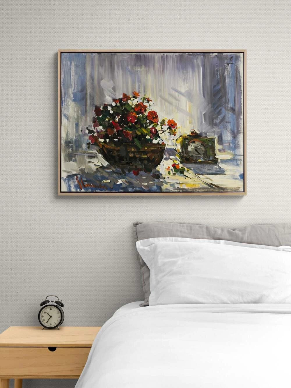 Romantik Çiçek Sepeti Yağlı Boya Tablosu