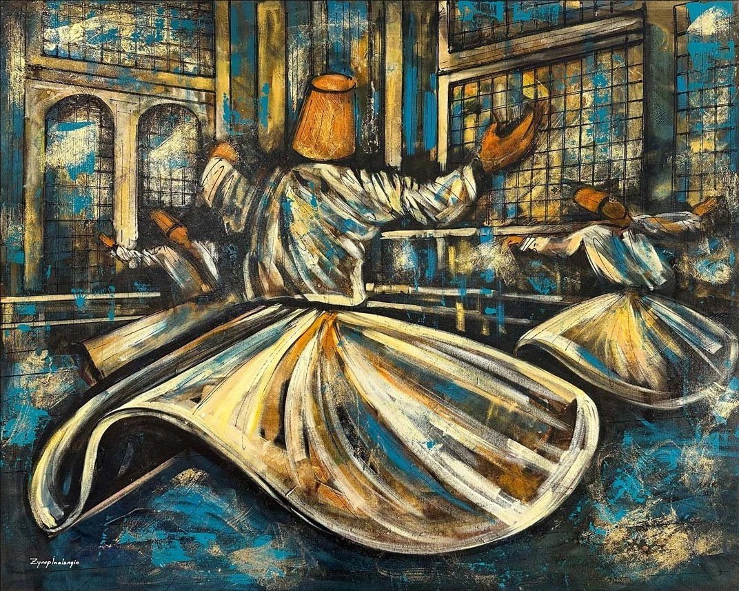 Ruhun Yolculuğu Semazenler Yağlı Boya Tablosu