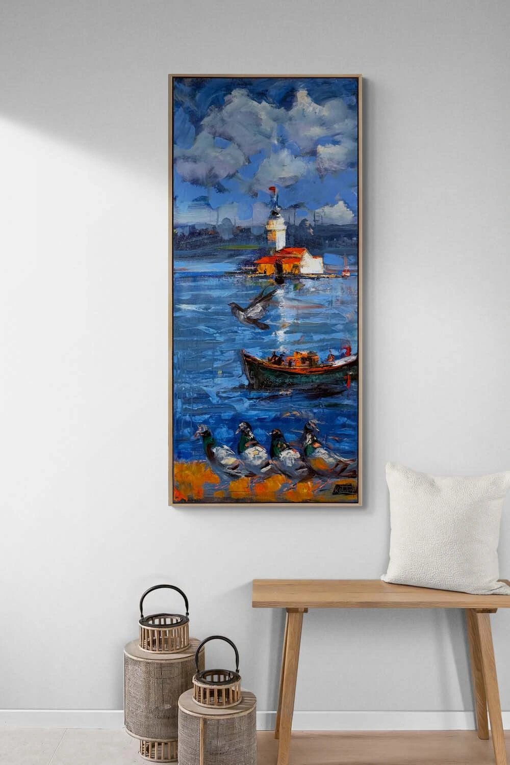 Rüya Adası'nda Kız Kulesi Yağlı Boya Tablosu