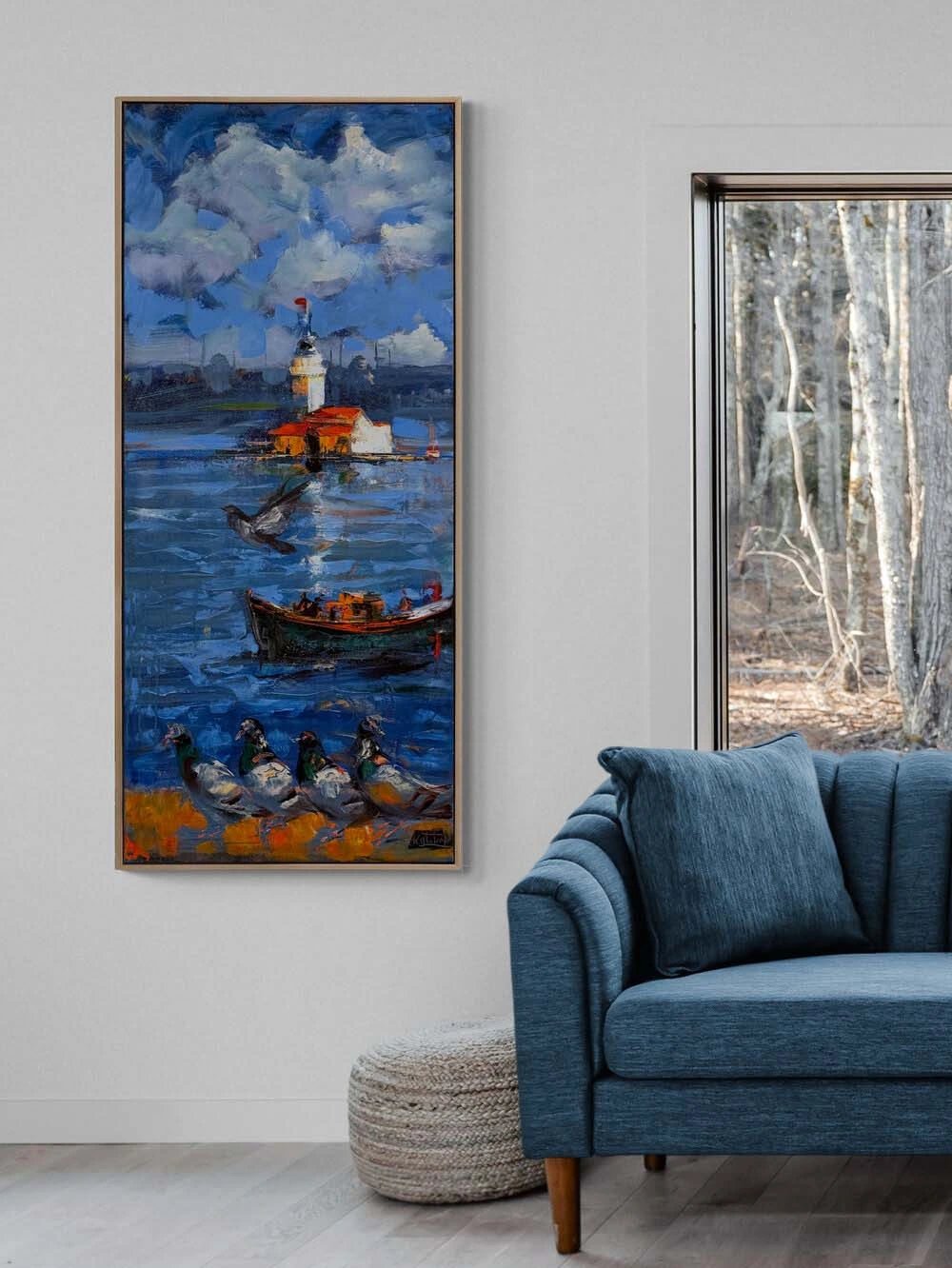 Rüya Adası'nda Kız Kulesi Yağlı Boya Tablosu