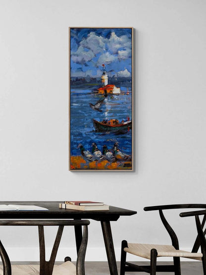 Rüya Adası'nda Kız Kulesi Yağlı Boya Tablosu