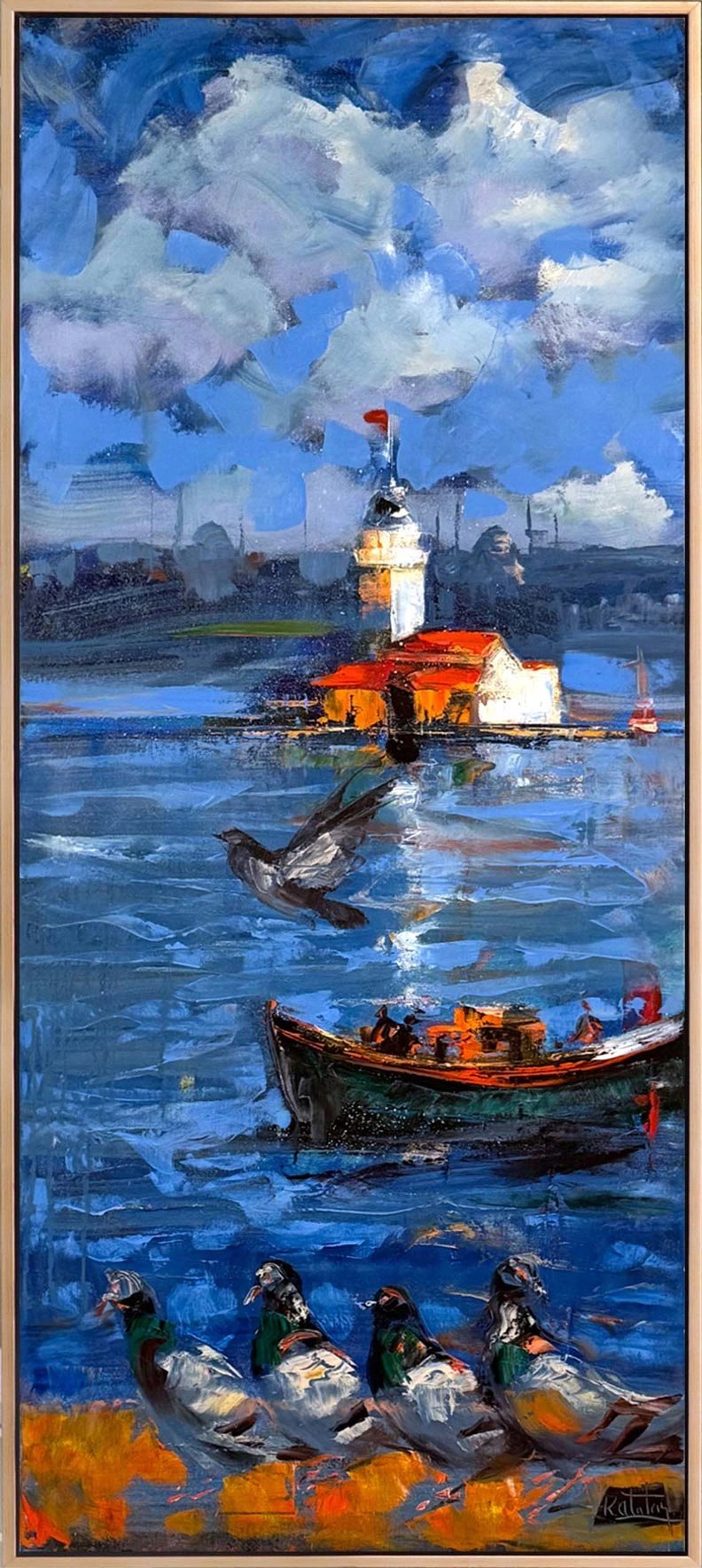 Rüya Adası'nda Kız Kulesi Yağlı Boya Tablosu