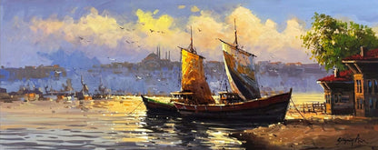 Sabahın İlk Işığında Boğaz Yağlı Boya Tablosu