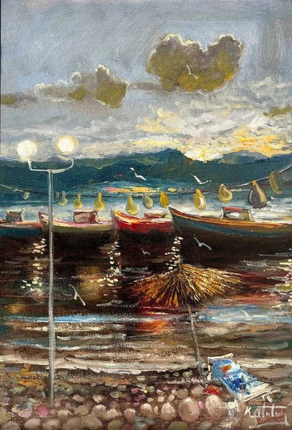 Sahil Kenarı Yağlı Boya Tablosu