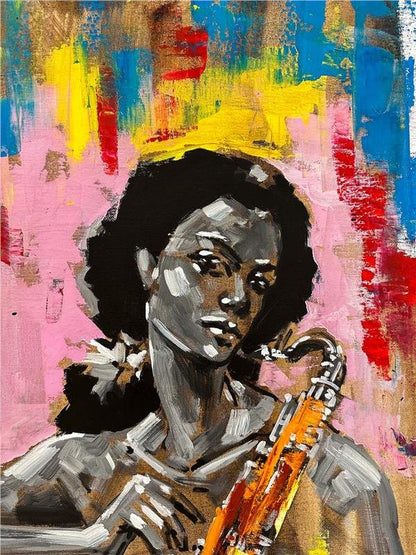 Saksofoncu Yağlı Boya Tablosu