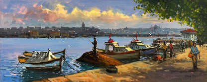 Salacak'ta Balıkçıları Yağlı Boya Tablosu