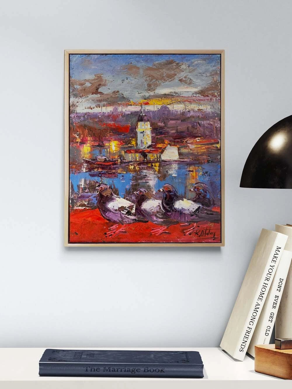 Salacakta Güvercinler Yağlı Boya Tablosu