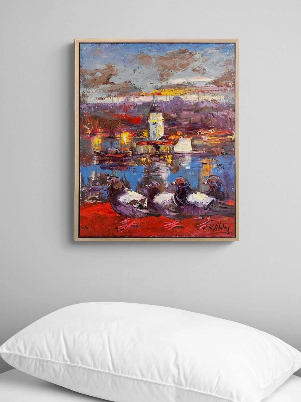 Salacakta Güvercinler Yağlı Boya Tablosu