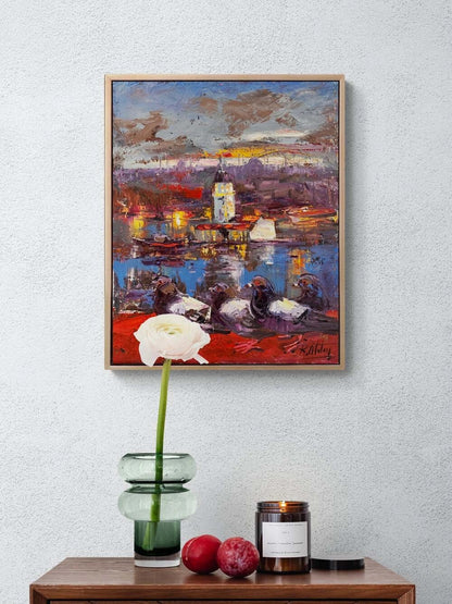 Salacakta Güvercinler Yağlı Boya Tablosu