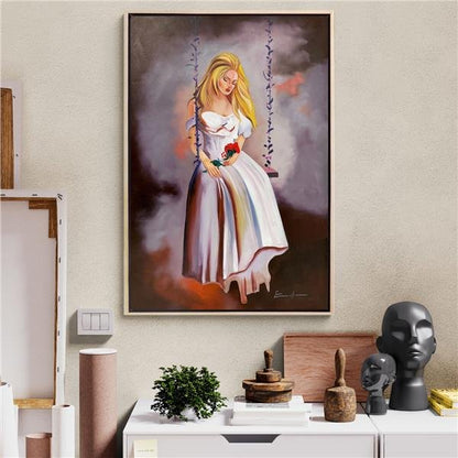 Salıncakta ki Güzel Yağlı Boya Tablosu