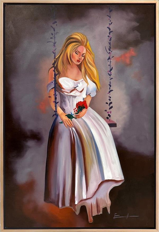 Salıncakta ki Güzel Yağlı Boya Tablosu