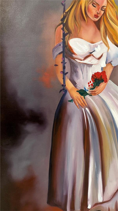 Salıncakta ki Güzel Yağlı Boya Tablosu