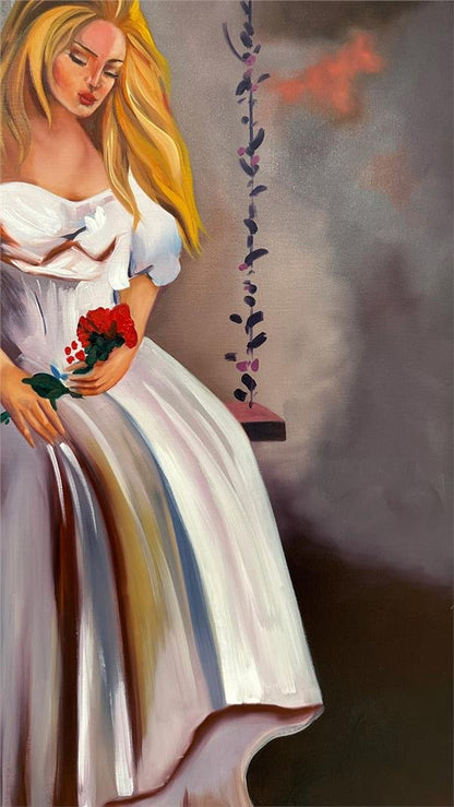 Salıncakta ki Güzel Yağlı Boya Tablosu