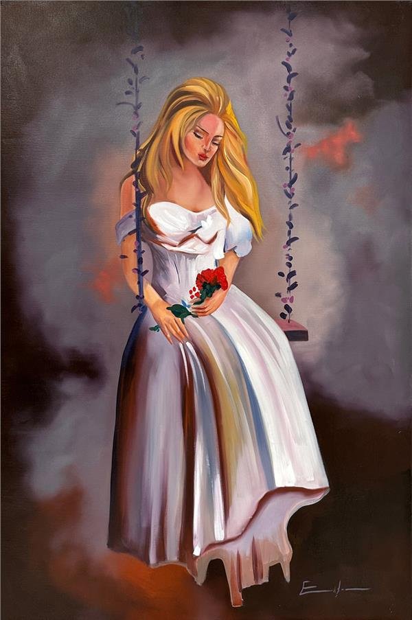 Salıncakta ki Güzel Yağlı Boya Tablosu