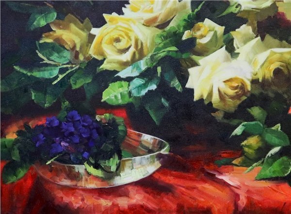 Sarı Güller Yağlı Boya Tablosu