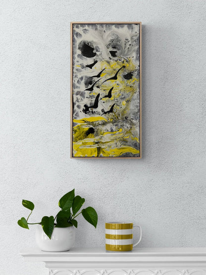 Sarı Rüyada Kuşlar Yağlı Boya Tablosu