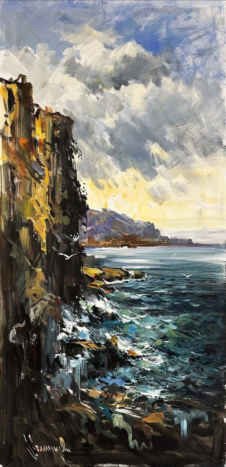 Sarp Kayalardan Deniz Yağlı Boya Tablosu