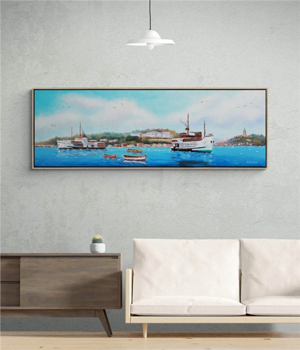 Şehir Hatları ve İstanbul Yağlı Boya Tablosu