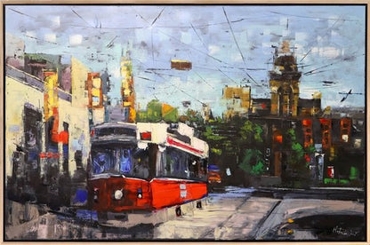 Şehir ve Tramvay Yağlı Boya Tablosu