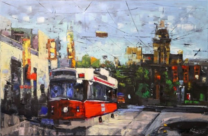 Şehir ve Tramvay Yağlı Boya Tablosu