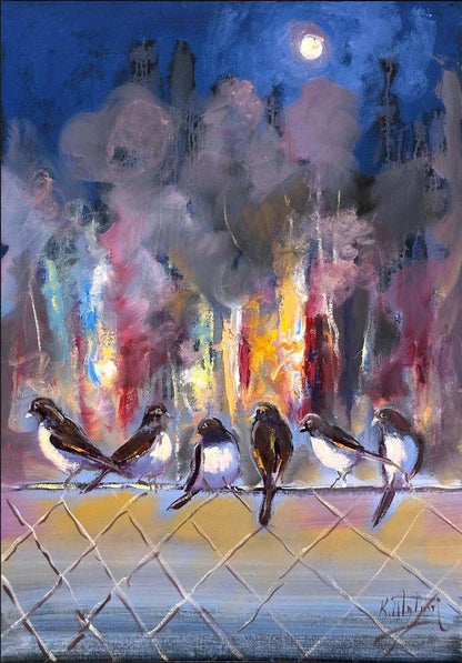 Şehirde Bekleyiş Yağlı Boya Tablosu