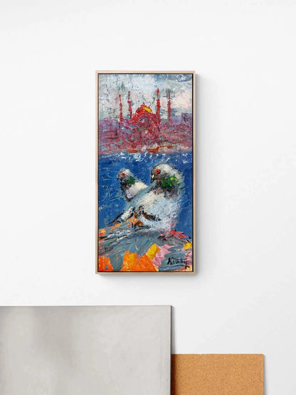 Şehrin Güvercinleri Yağlı Boya Tablosu