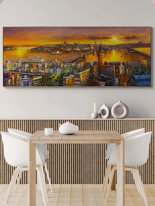 Şehrin Kalbine Akşam Yağlı Boya Tablosu