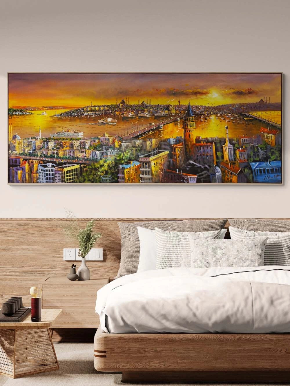 Şehrin Kalbine Akşam Yağlı Boya Tablosu