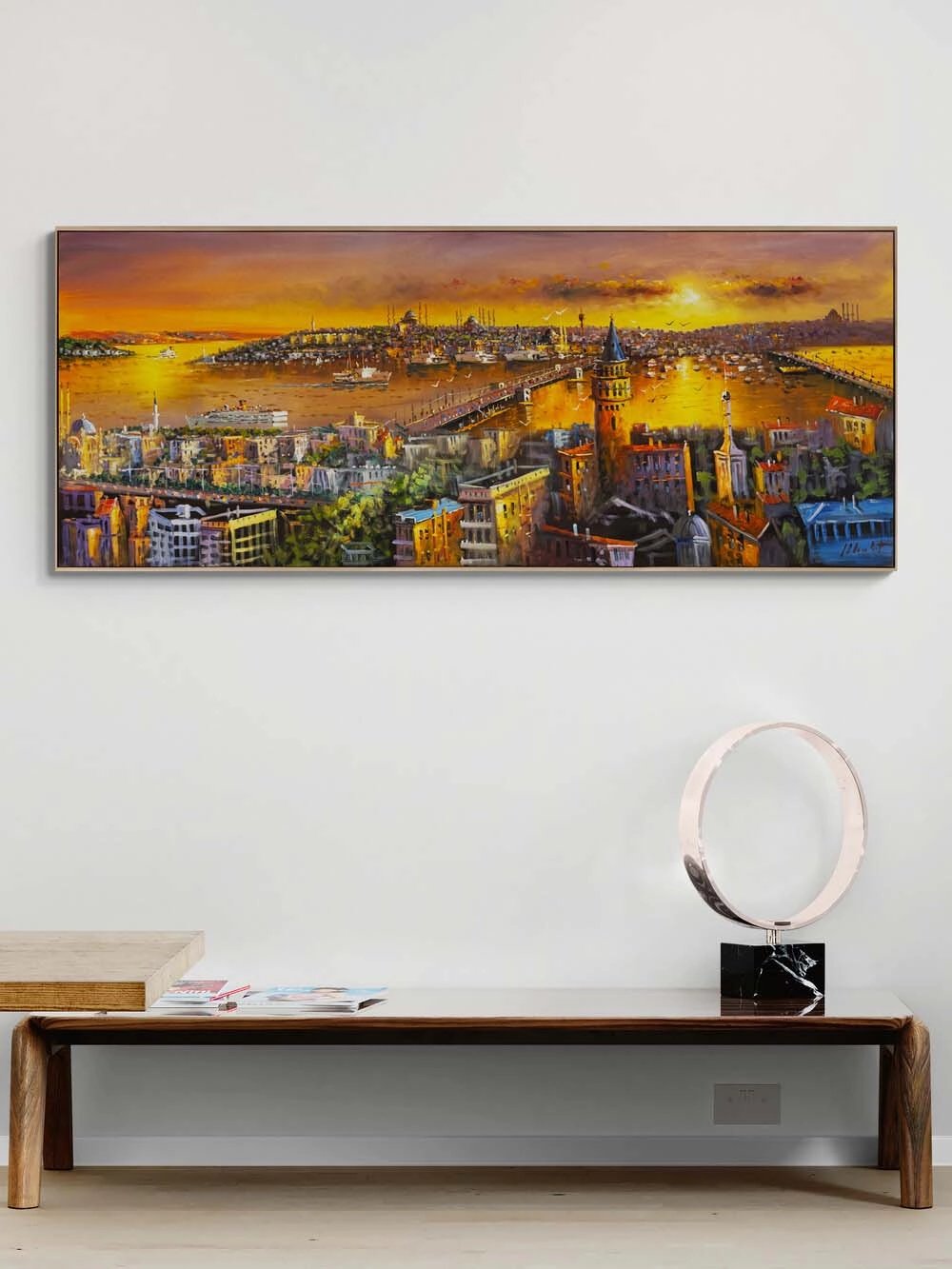 Şehrin Kalbine Akşam Yağlı Boya Tablosu