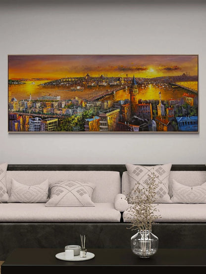 Şehrin Kalbine Akşam Yağlı Boya Tablosu
