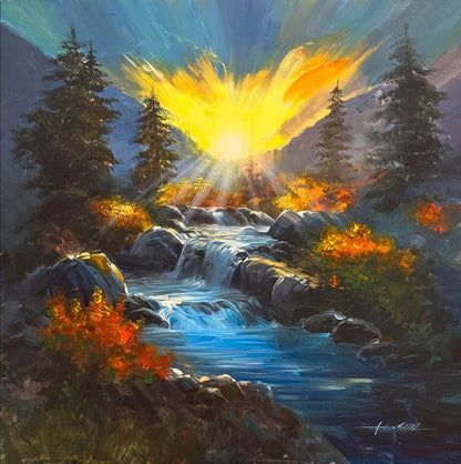 Şelalenin Şarıkısı Yağlı Boya Tablosu