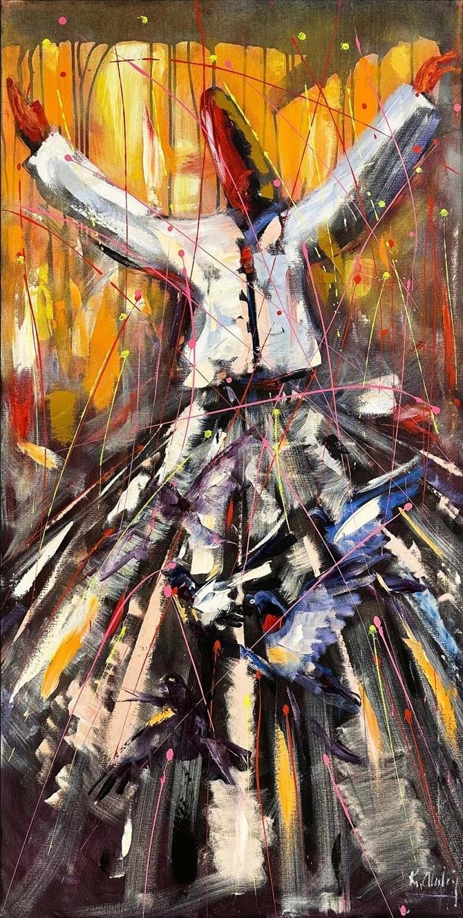 Semazen Özde Buluşma Yağlı Boya Tablosu