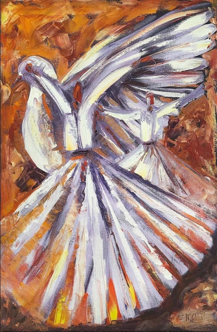 Semazen ve Güvercin Yağlı Boya Tablosu