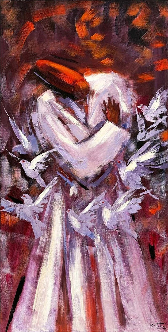 Semazen ve Güvercinler Yağlı Boya Tablosu