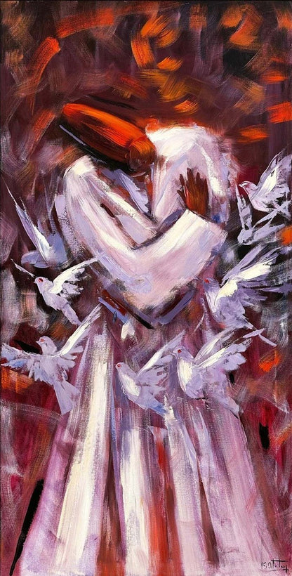 Semazen ve Güvercinler Yağlı Boya Tablosu