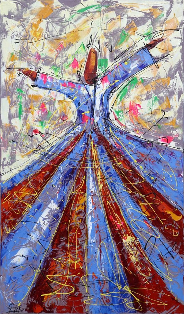 Semazenlerin İç Dünyası Yağlı Boya Tablosu