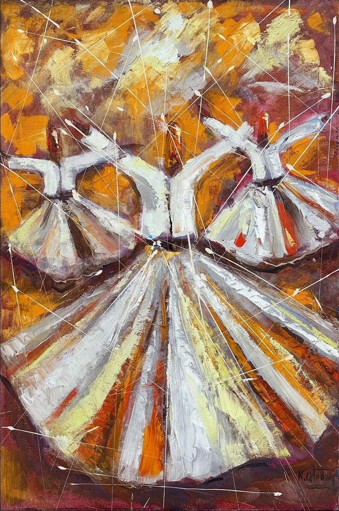 Semazenlerin İlahi Döngüsü Yağlı Boya Tablosu