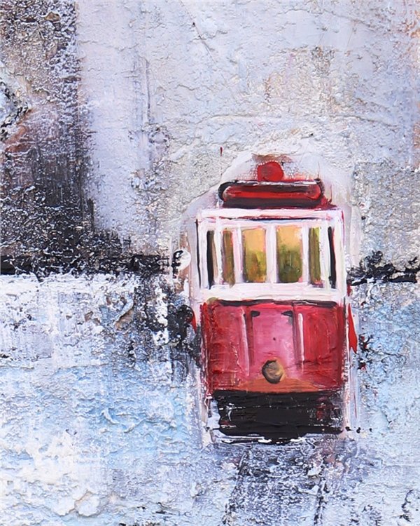 Şemsiyenin Altında İstiklal Yağlı Boya Tablosu