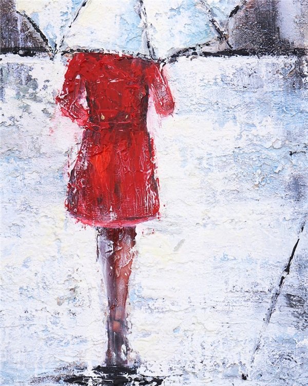 Şemsiyenin Altında İstiklal Yağlı Boya Tablosu