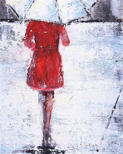 Şemsiyenin Altında İstiklal Yağlı Boya Tablosu