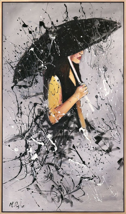 Şemsiyeli Kız Yağlı Boya Tablosu