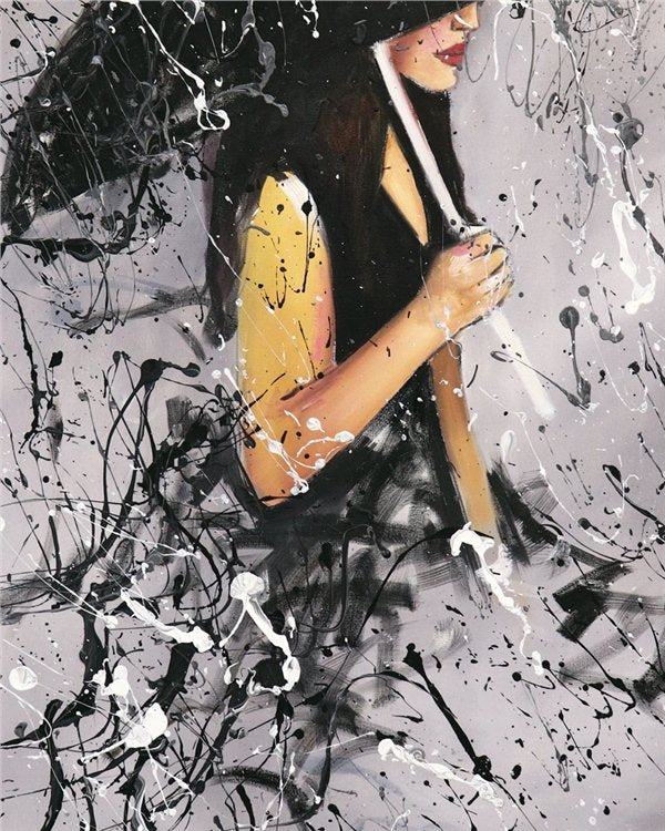 Şemsiyeli Kız Yağlı Boya Tablosu