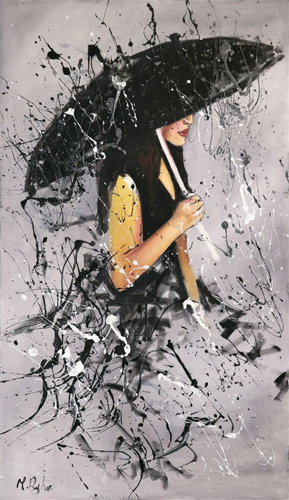 Şemsiyeli Kız Yağlı Boya Tablosu