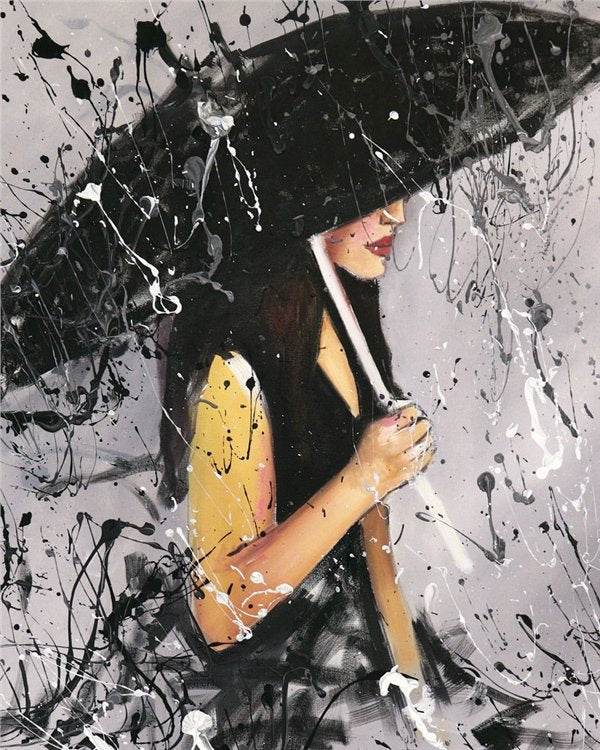 Şemsiyeli Kız Yağlı Boya Tablosu