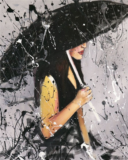 Şemsiyeli Kız Yağlı Boya Tablosu