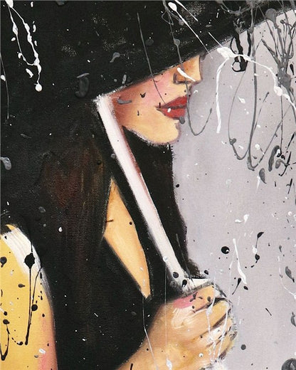 Şemsiyeli Kız Yağlı Boya Tablosu