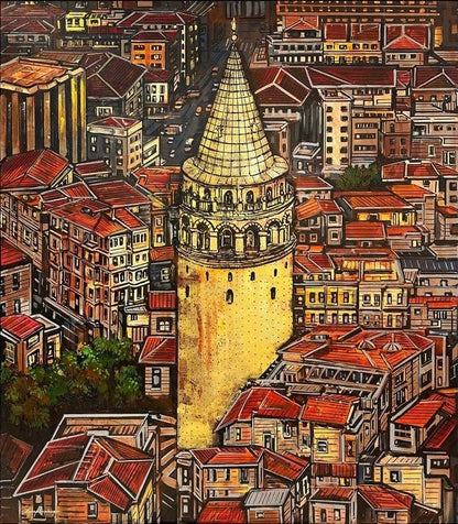 Semt Galata Yağlı Boya Tablosu