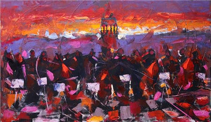 İstanbul Günbatımı Senfonisi Yağlı Boya Tablosu