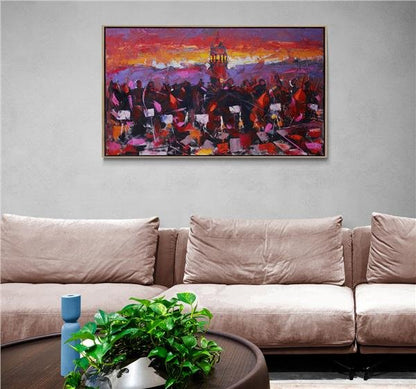 İstanbul Günbatımı Senfonisi Yağlı Boya Tablosu