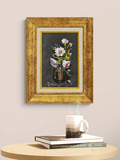 Sessiz Beyaz Çiçekler Yağlı Boya Tablosu